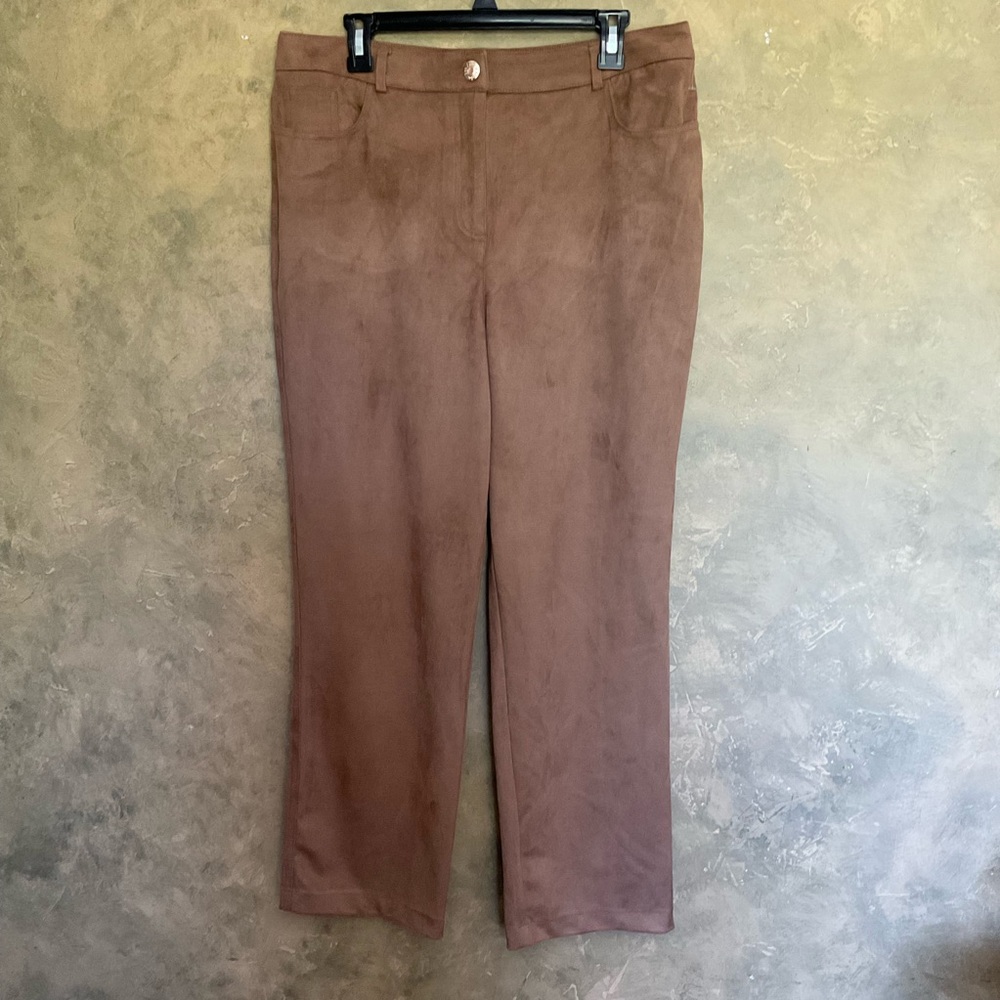 House of Harlow 1960 Tan Microsuede Straight Leg Pants